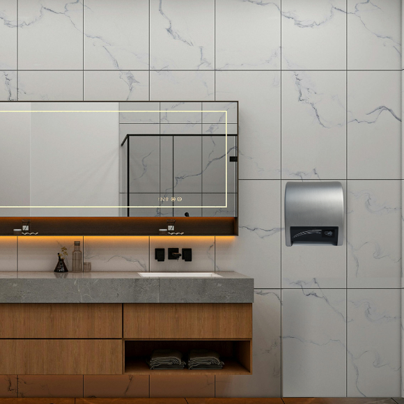 Dispenser elettronico automatico - Cover in alluminio satinato - Dispenser carta asciugamani